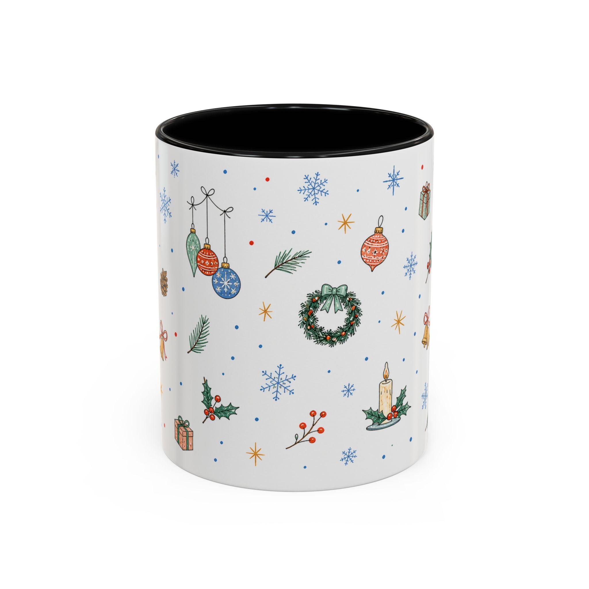 Christmas Ornament Mug | Snowflake Watercolor Holiday Gift | Accent Cup 11oz 15oz