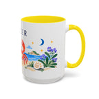 Cancer Zodiac Coffee Mug | Crab and Coastal Design | Astrology Birthday Gift | 11 oz 15 oz Ceramic Accent Mug