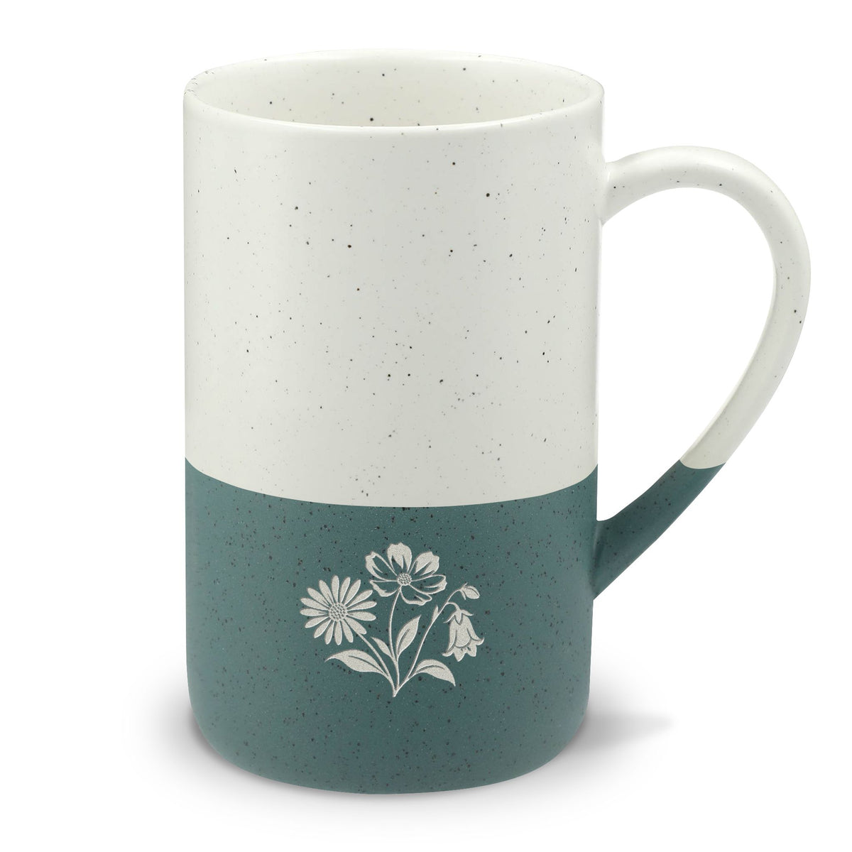 Wildflower Garden Engraved Speckled Ceramic Mug, 13oz, Minimalist Coffee Cup, Nature Inspired Gift