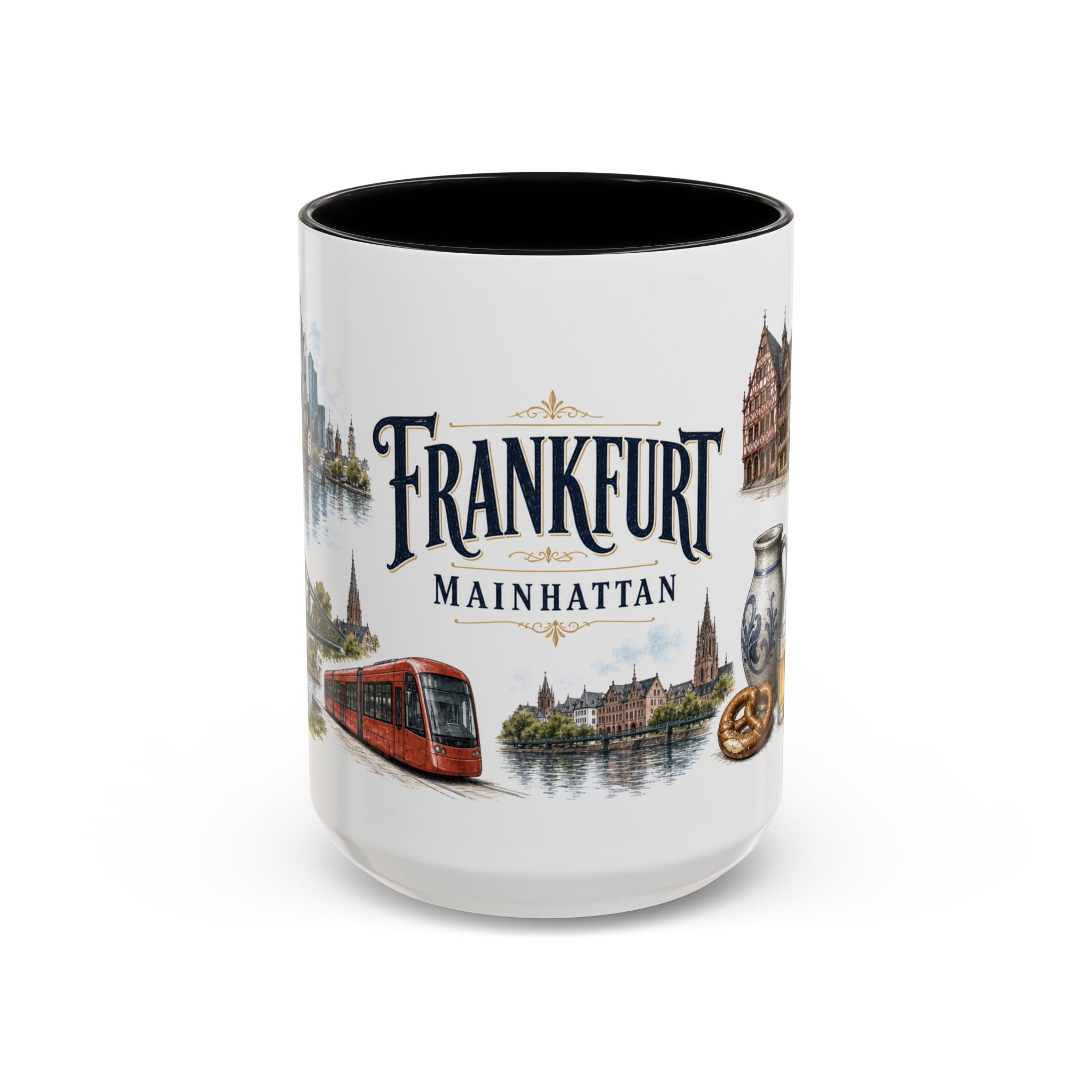 Frankfurt Coffee Mug | Germany Travel Souvenir | Vintage Illustrated City Gift | 11 oz 15 oz Accent Mug