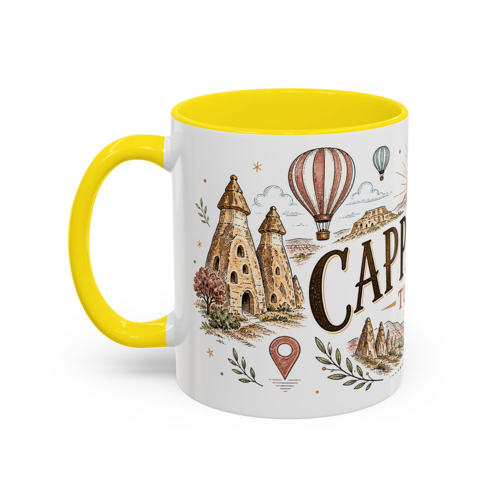 Cappadocia Coffee Mug | Travel Destination Souvenir Gift | Accent Color Ceramic 11oz 15oz