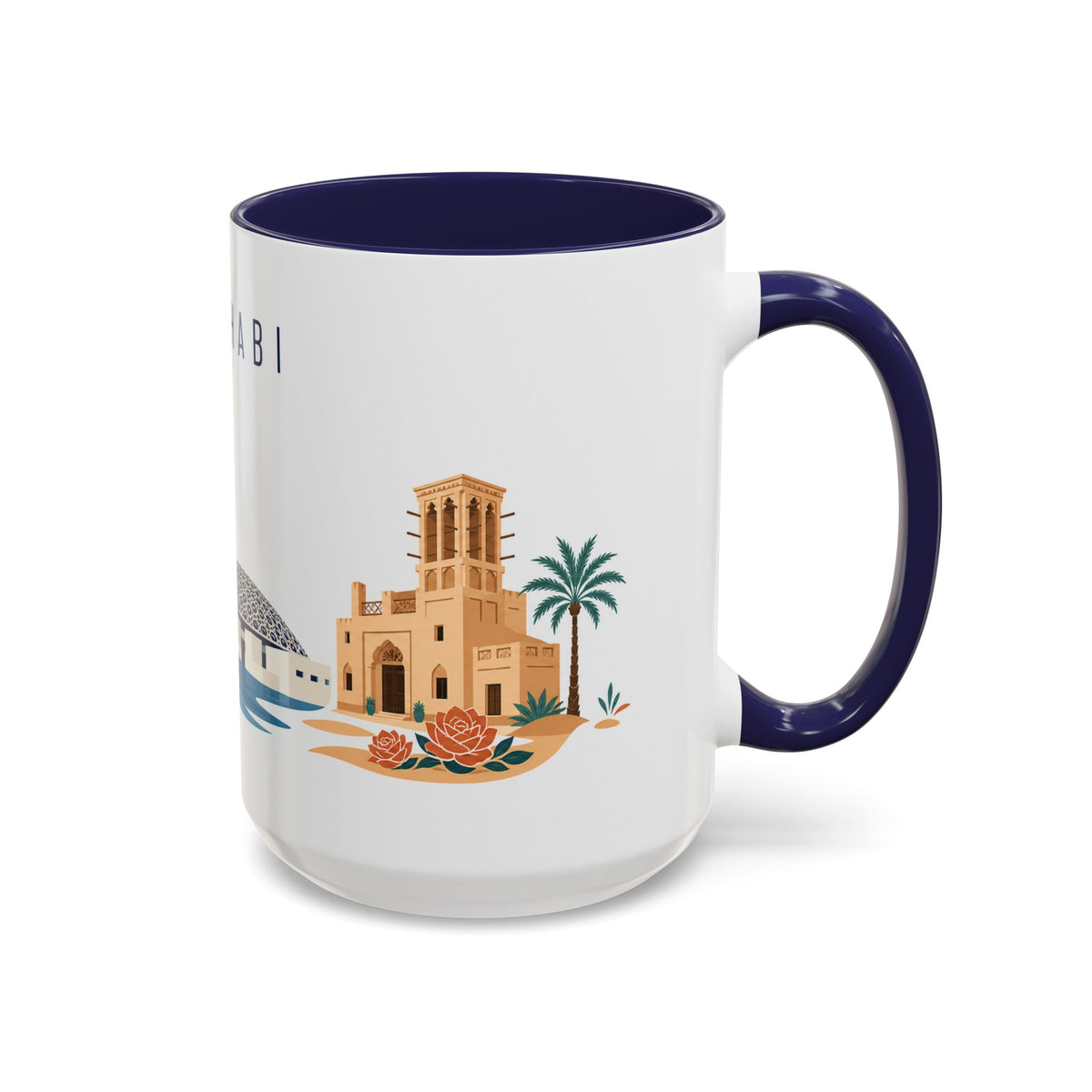 Abu Dhabi Coffee Mug | United Arab Emirates Travel Souvenir | Porcelain Decal City Gift | 11oz 15oz Accent Mug