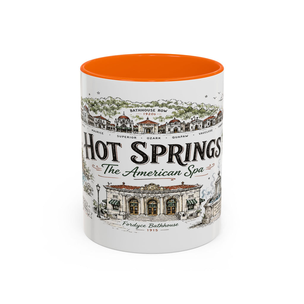 Hot Springs National Park Coffee Mug | Arkansas Thermal Spring Spa Gift | Accent Color Ceramic 11oz 15oz