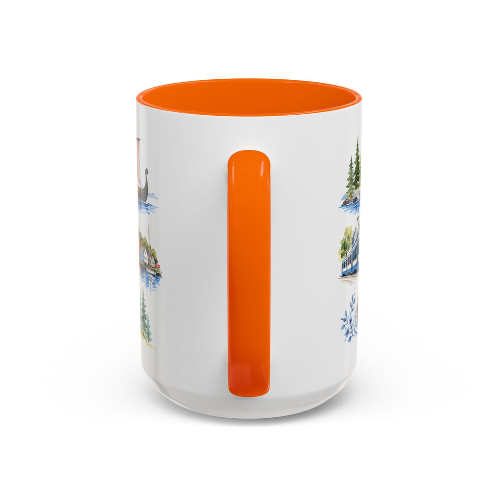 Oslo Illustrated Travel Mug | City Souvenir Accent Coffee Mug | 11oz 15oz Ceramic Cup