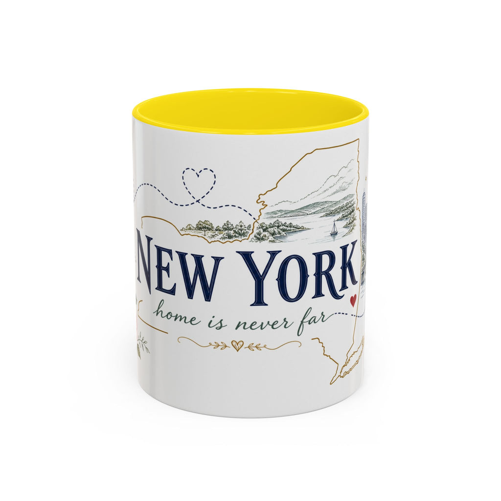 New York State Map Mug | Botanical Rose Accents, Long Distance Friendship Gift