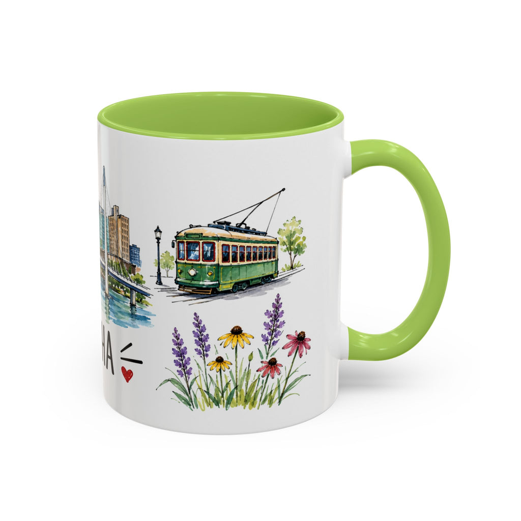 Omaha Illustrated Travel Mug | City Souvenir Accent Coffee Mug | 11oz 15oz Ceramic Cup