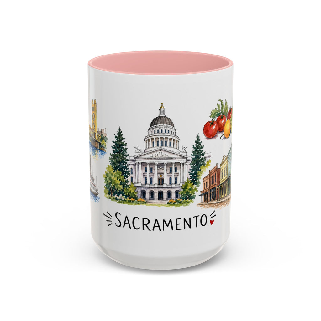 Sacramento Illustrated Travel Mug | City Souvenir Accent Coffee Mug | 11oz 15oz Ceramic Cup