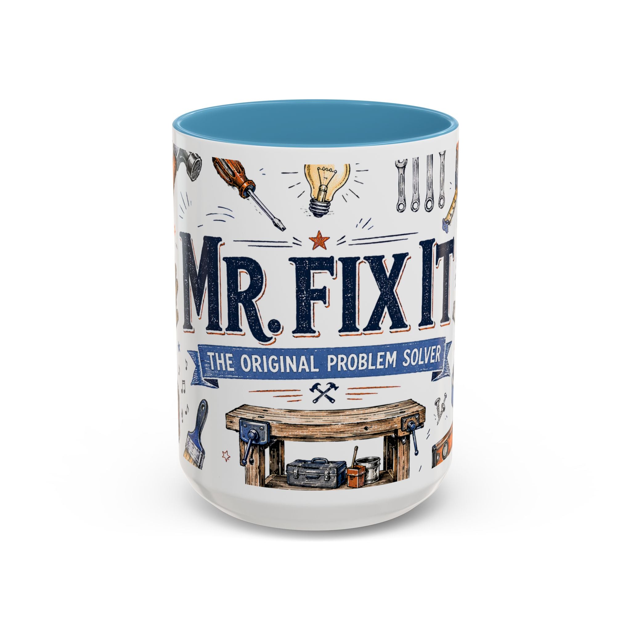 Mr Fix It Coffee Mug | Father's Day Gift for Dad | Accent Color Ceramic 11oz 15oz