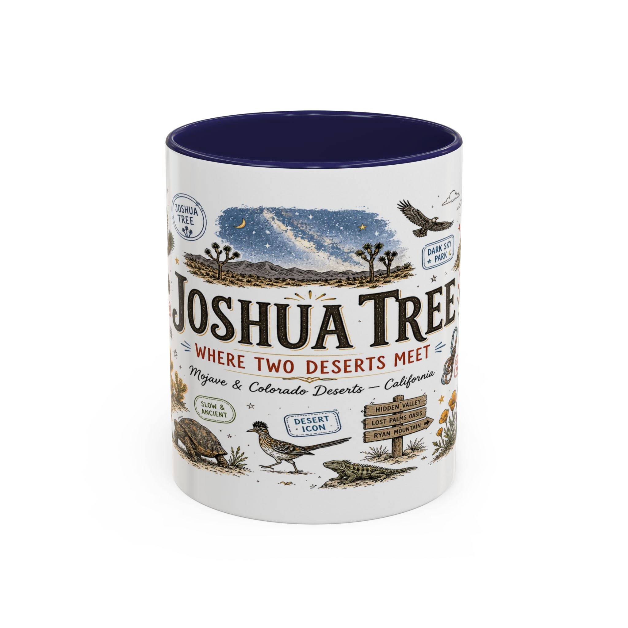 Joshua Tree Coffee Mug | National Park Desert Camping Gift | Accent Color Ceramic 11oz 15oz