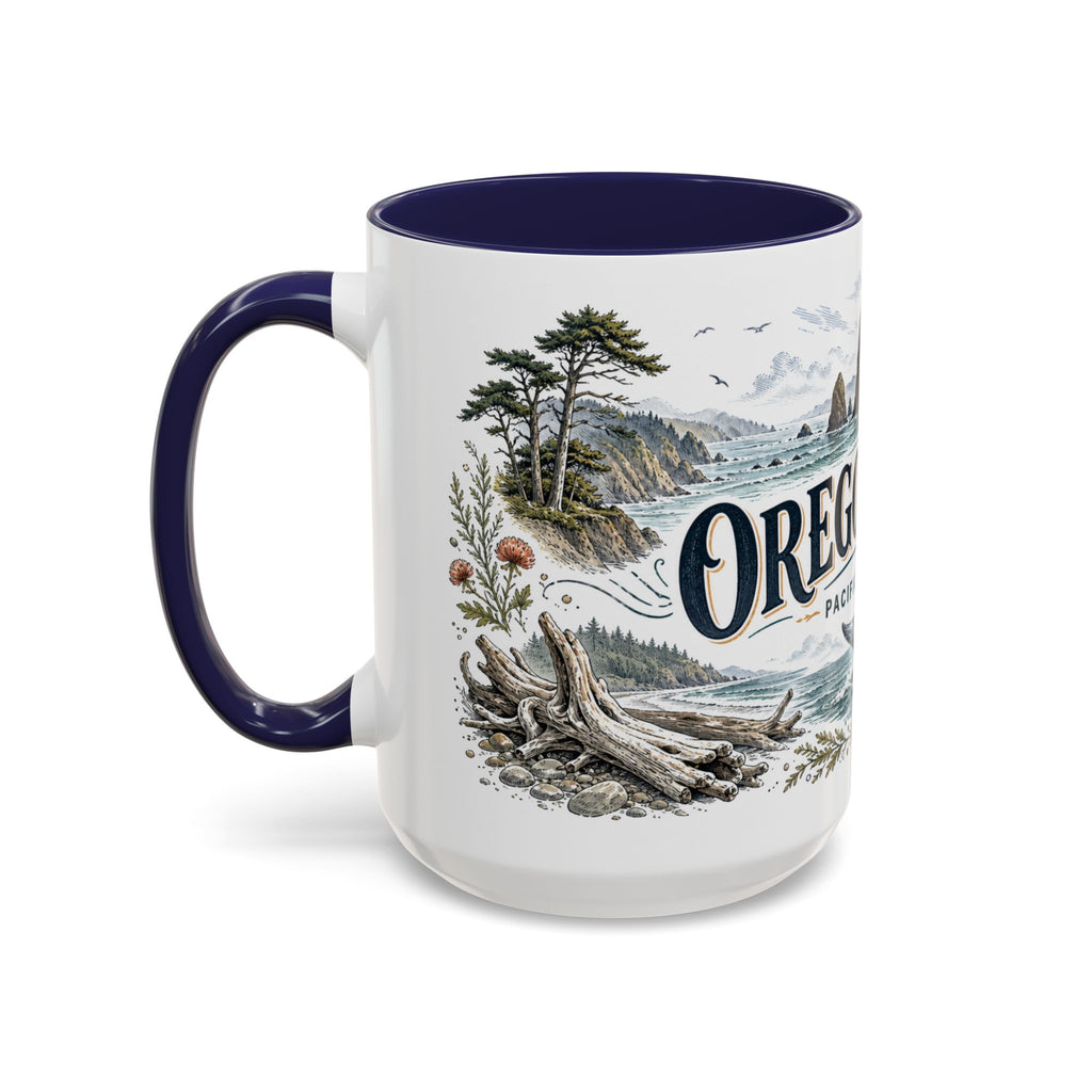 Oregon Coast Mug, Pacific Northwest Travel Souvenir, Bucket List Gift, Accent Ceramic Coffee Mug 11oz 15oz