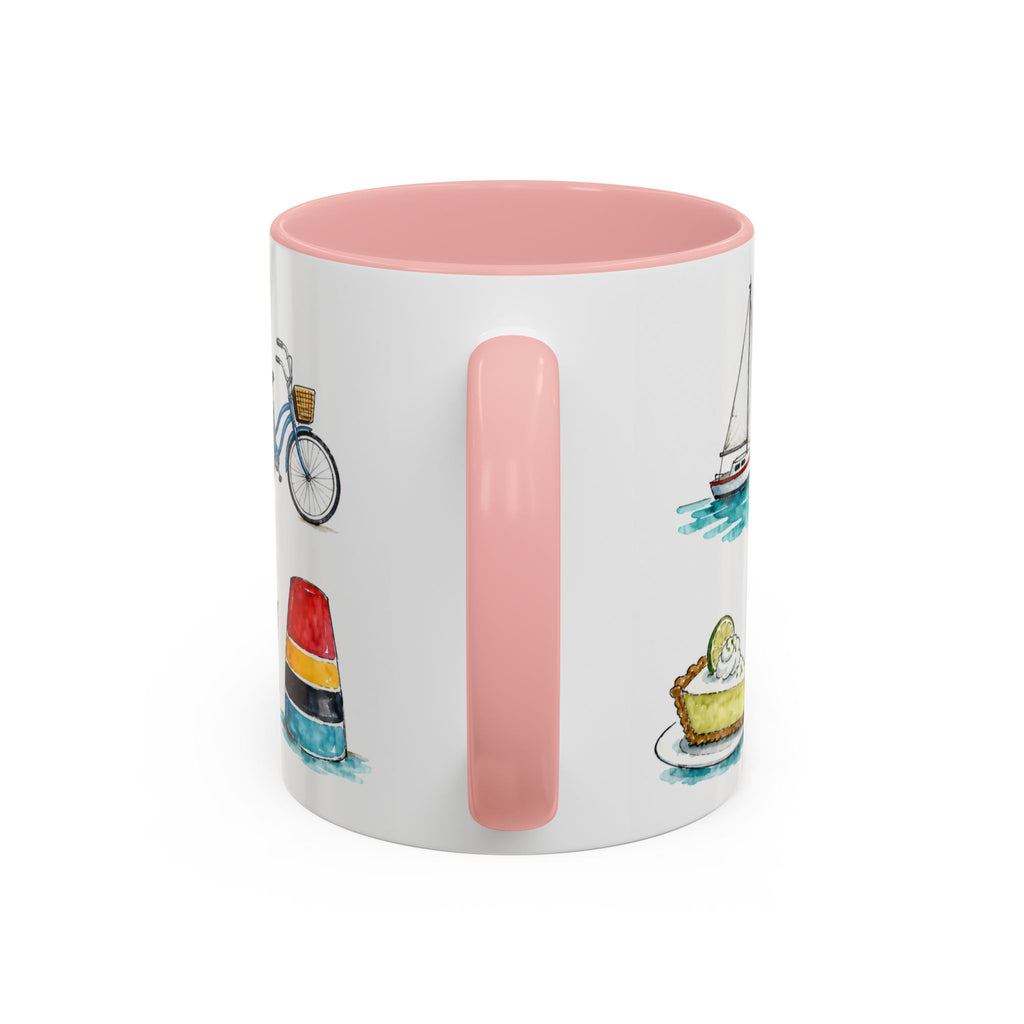 Key West Illustrated Travel Mug | City Souvenir Accent Coffee Mug | 11oz 15oz Ceramic Cup