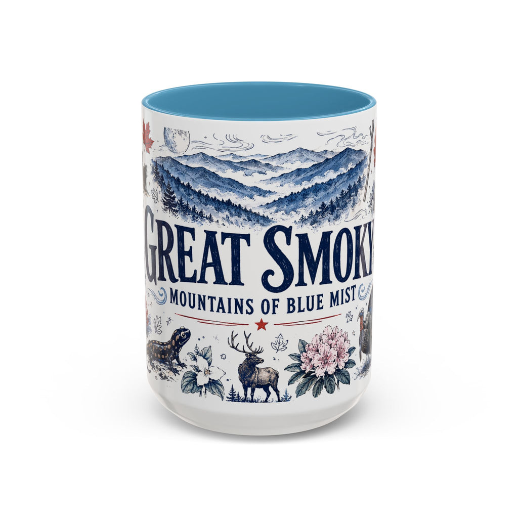 Great Smoky Mountains Coffee Mug | National Park Hiking Gift | Accent Color Ceramic 11oz 15oz