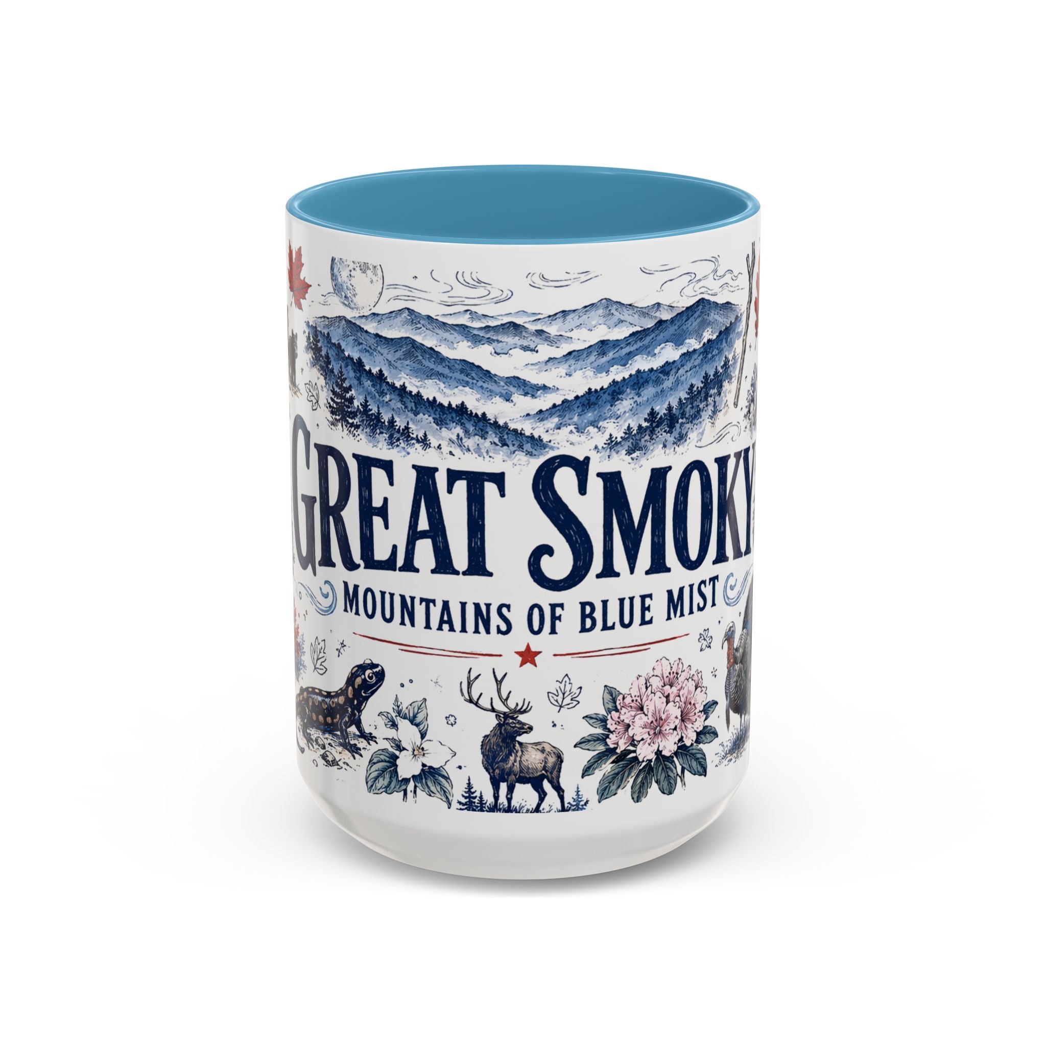 Great Smoky Mountains Coffee Mug | National Park Hiking Gift | Accent Color Ceramic 11oz 15oz
