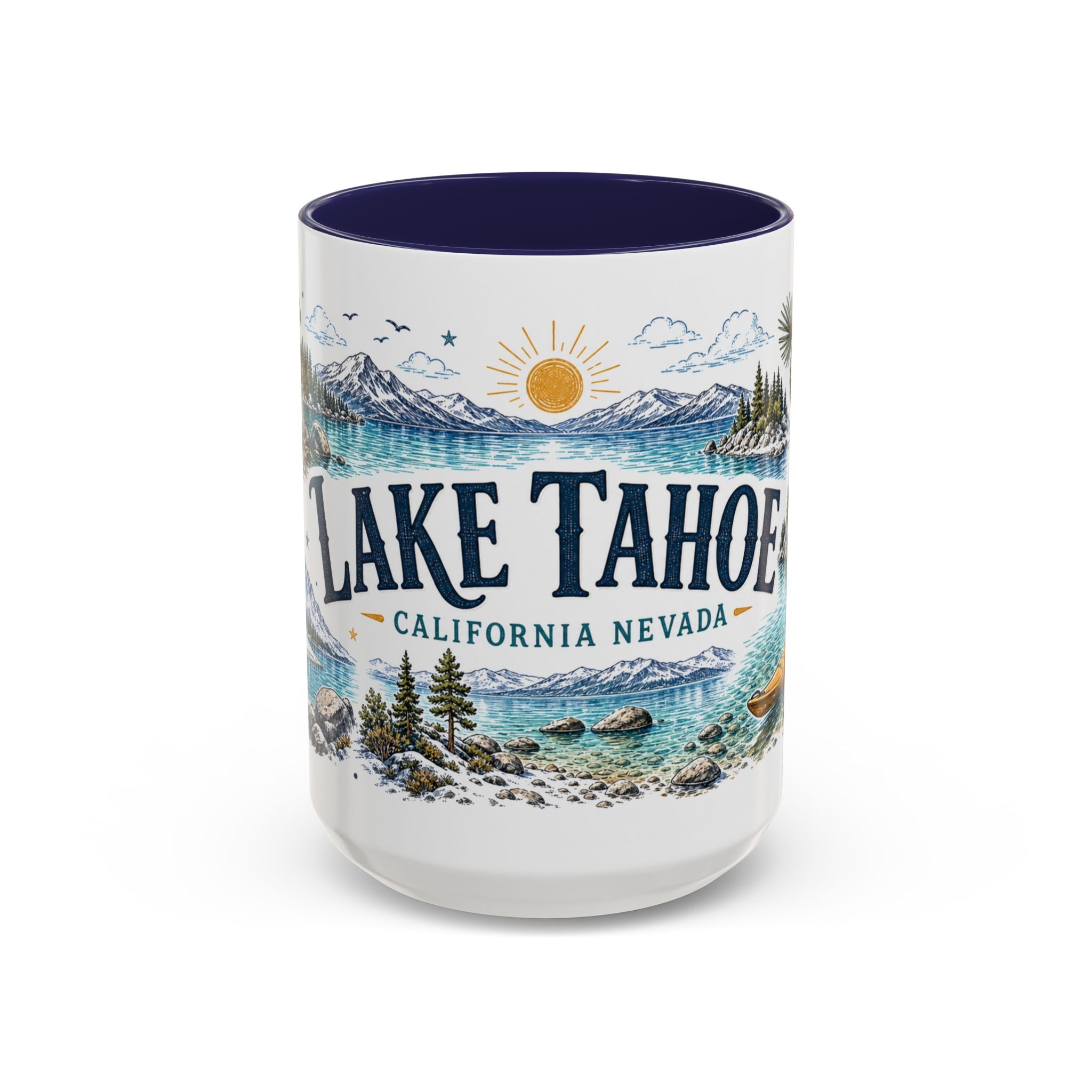Lake Tahoe Mug, California Nevada Travel Souvenir, Bucket List Gift, Accent Ceramic Coffee Mug 11oz 15oz
