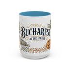 Bucharest Coffee Mug | Romania Travel Souvenir | Vintage Illustrated City Gift | 11 oz 15 oz Accent Mug