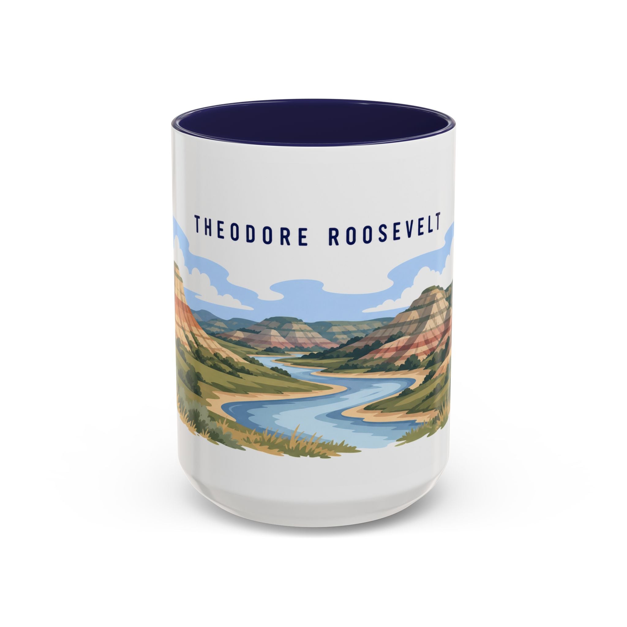 Theodore Roosevelt National Park Coffee Mug | Solid Color Block Park Souvenir | 11oz 15oz Accent Mug