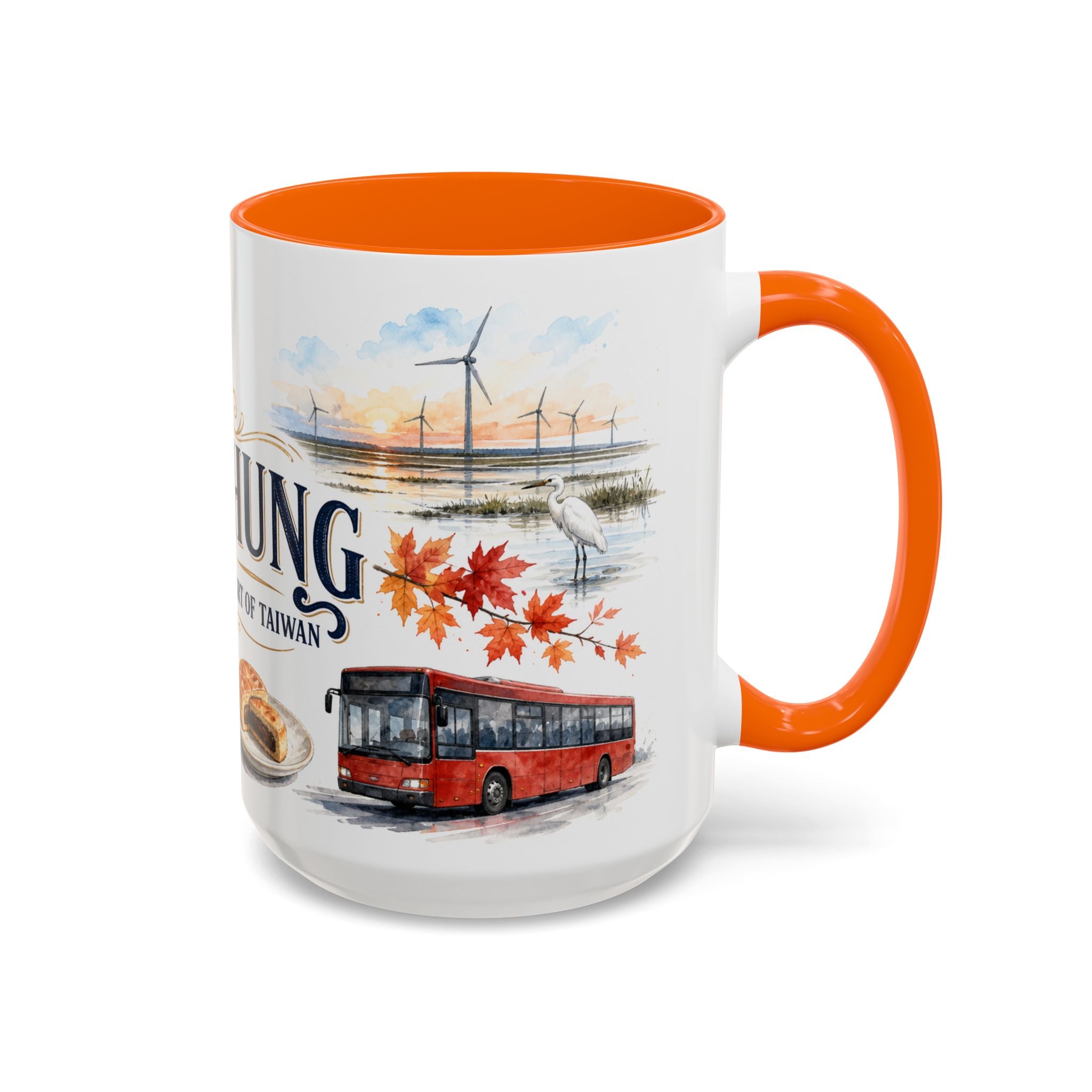 Taichung Coffee Mug | Taiwan Travel Souvenir | Vintage Illustrated City Gift | 11 oz 15 oz Accent Mug