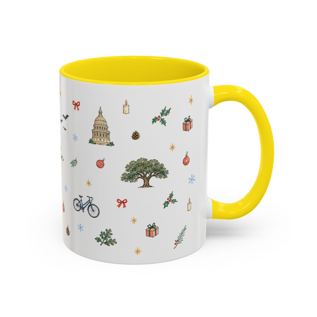 Austin Christmas Mug | Watercolor Travel Souvenir | Holiday Gift | Accent Ceramic Coffee Cup 11oz 15oz