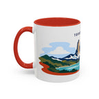 Torres del Paine Coffee Mug | Travel Destination Souvenir Gift | Accent Color Ceramic 11oz 15oz