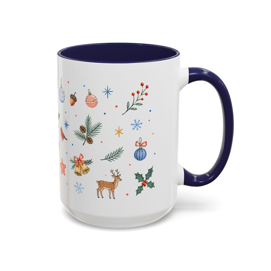 Woodland Christmas Mug | Deer Bird Watercolor Holiday Gift | Accent Cup 11oz 15oz