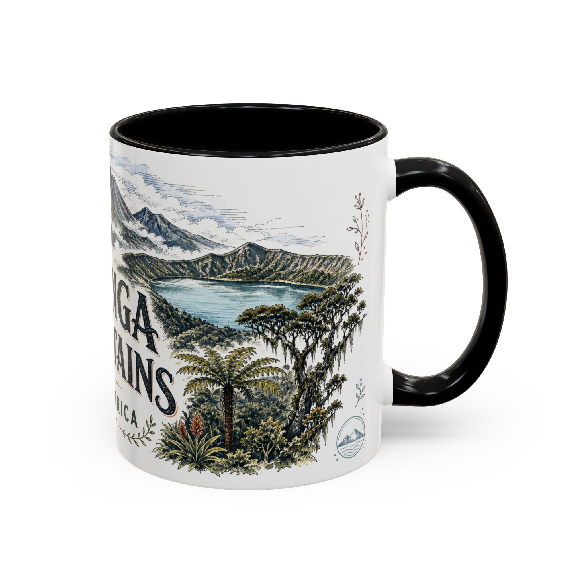 Virunga Mountains Mug, East Africa Travel Souvenir, Bucket List Gift, Accent Ceramic Coffee Mug 11oz 15oz