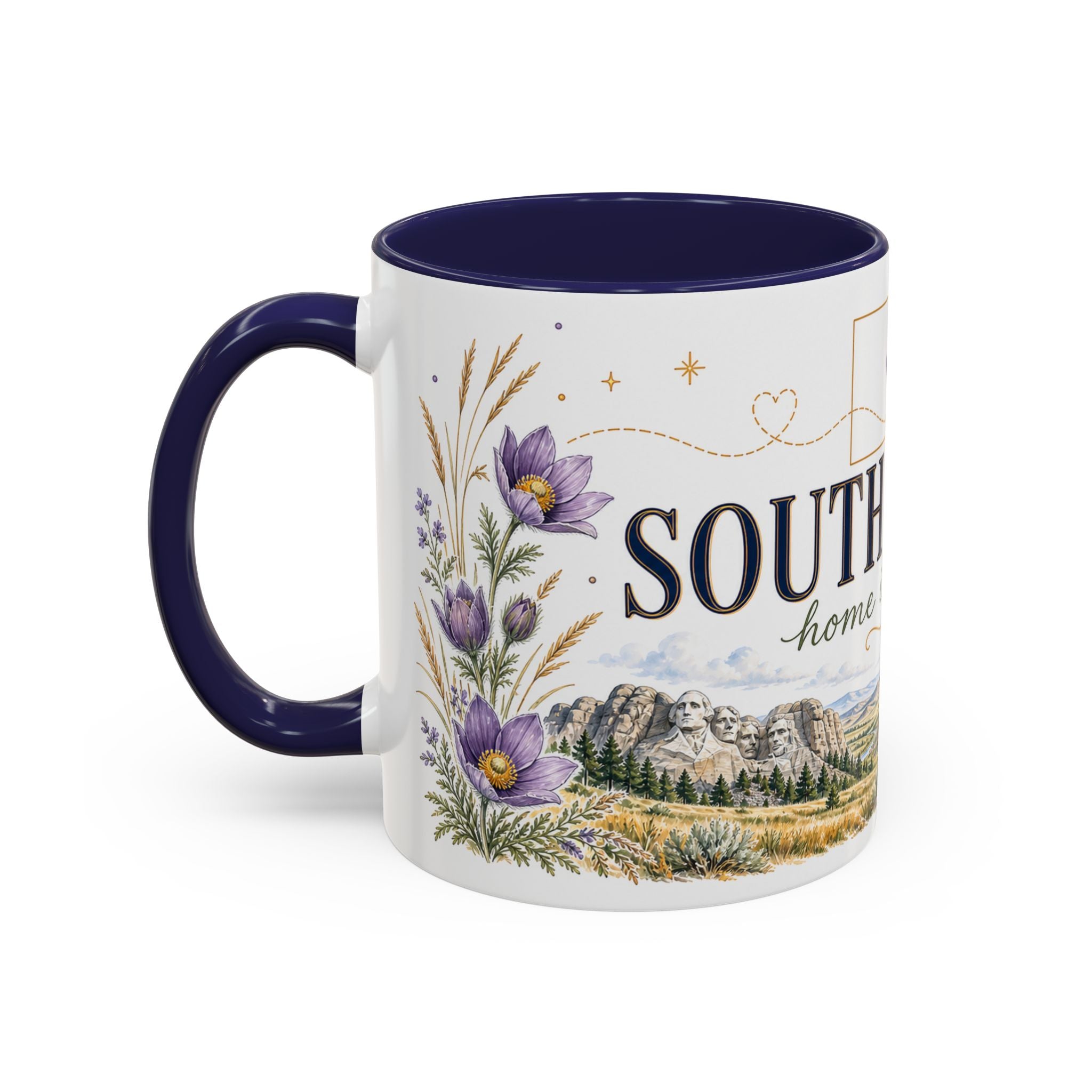 South Dakota State Map Mug | Botanical Accents, Homesick Gift (11oz or 15oz)