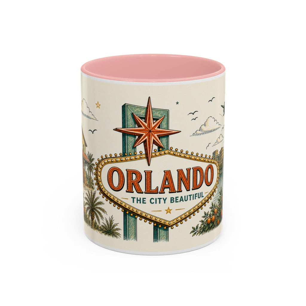 Orlando Coffee Mug | United States Travel Souvenir | Vintage Illustrated City Gift | 11 oz 15 oz Accent Mug
