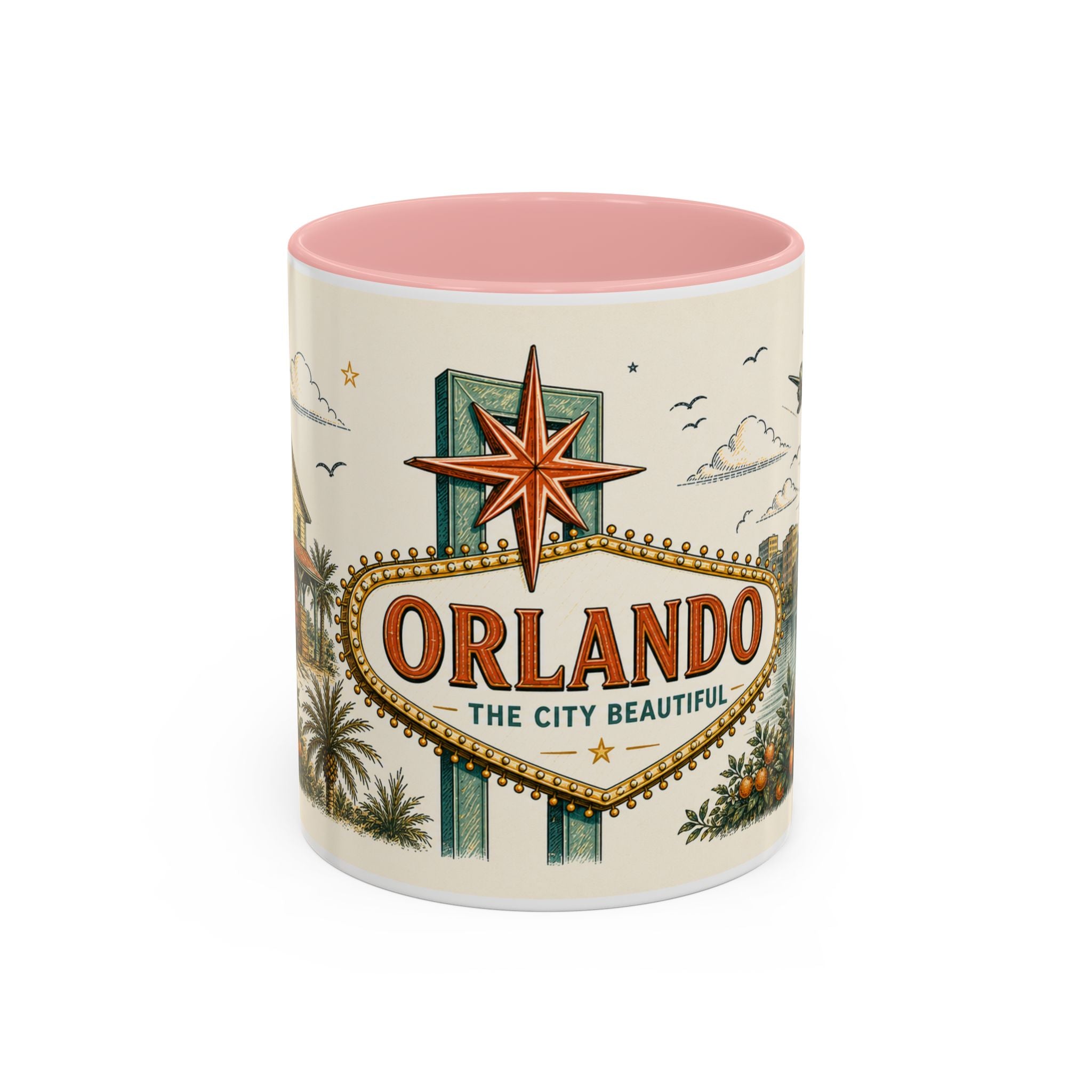 Orlando Coffee Mug | United States Travel Souvenir | Vintage Illustrated City Gift | 11 oz 15 oz Accent Mug
