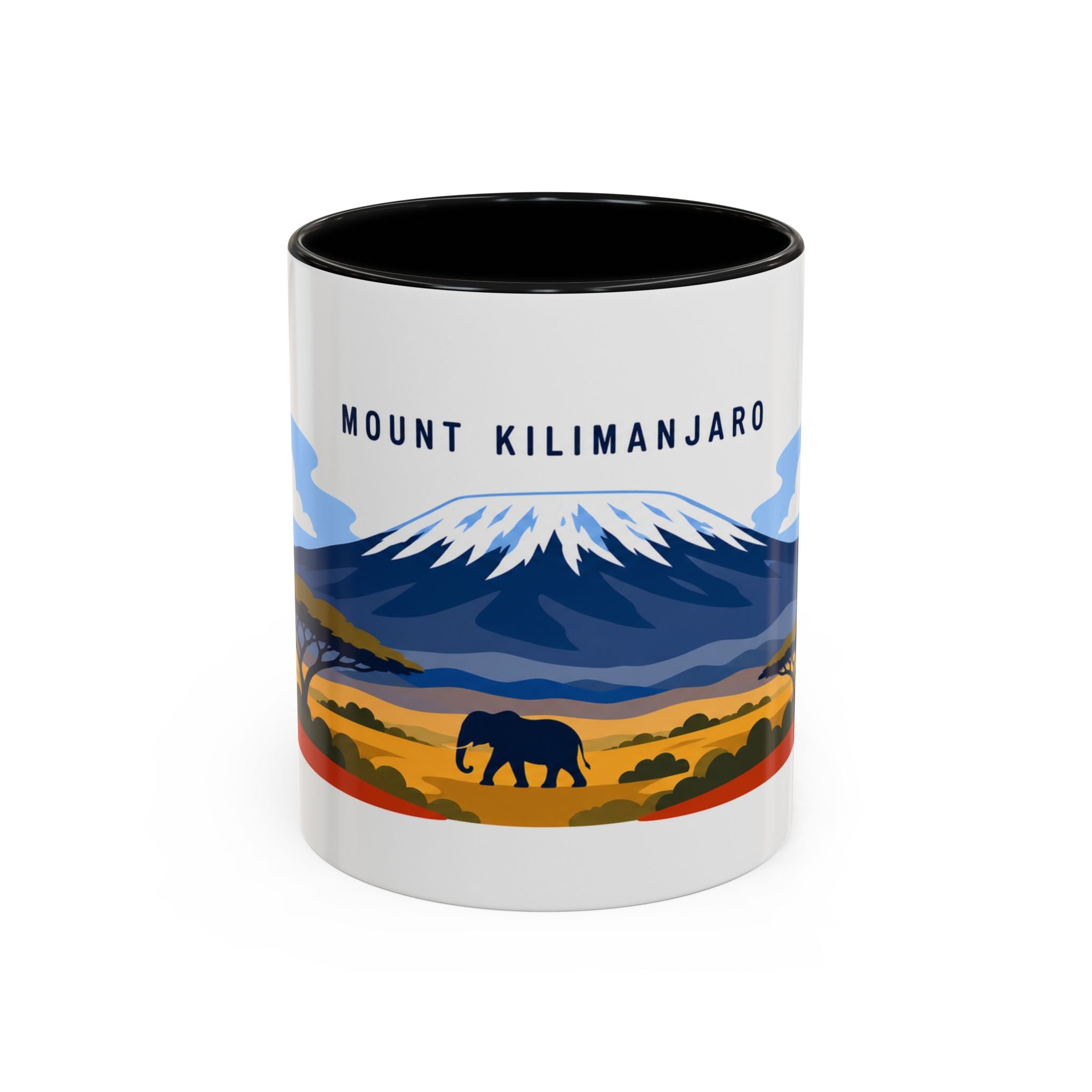 Mount Kilimanjaro Coffee Mug | Travel Destination Souvenir Gift | Accent Color Ceramic 11oz 15oz