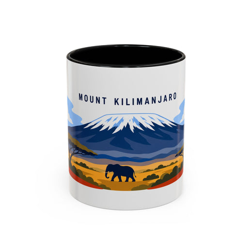 Mount Kilimanjaro Coffee Mug | Travel Destination Souvenir Gift | Accent Color Ceramic 11oz 15oz