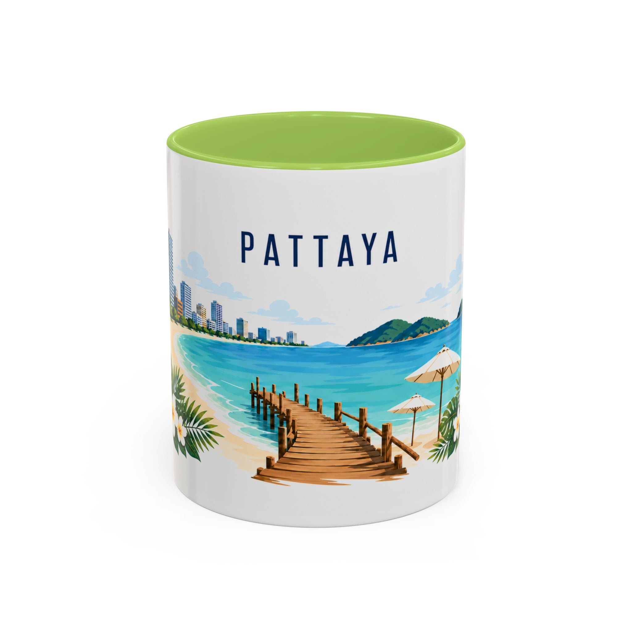 Pattaya Coffee Mug | Thailand Travel Souvenir | Porcelain Decal City Gift | 11oz 15oz Accent Mug