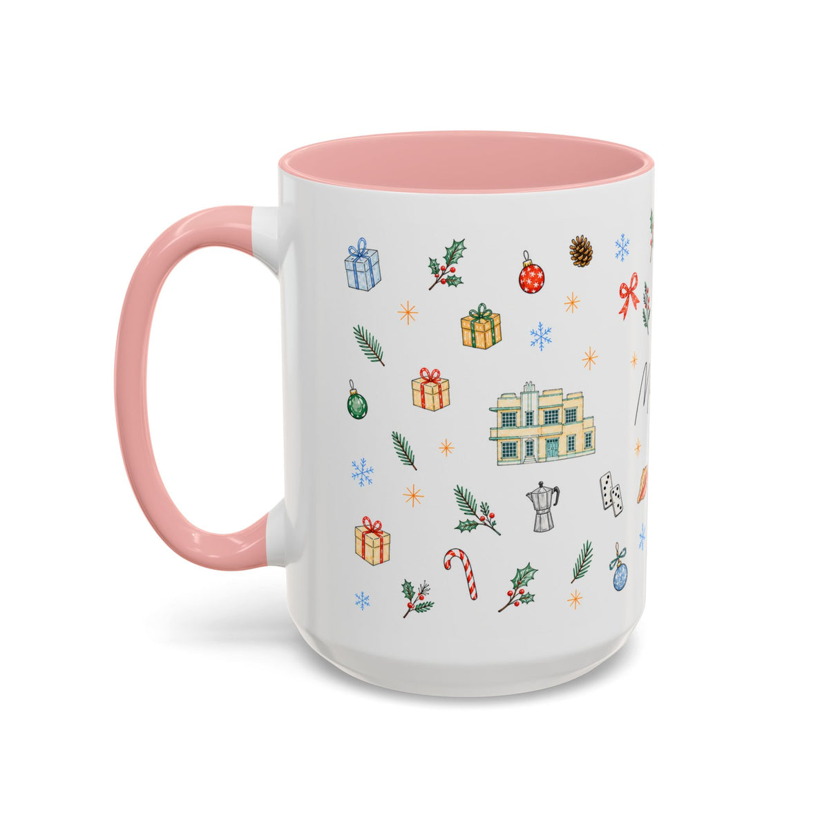 Miami Christmas Mug | Watercolor Art Deco City Souvenir (11oz/15oz)