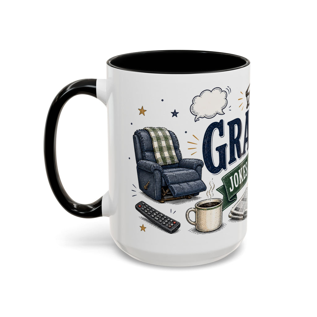 Grandpa's Jokes Are Legendary Coffee Mug | Funny Gift From Grandkids | Accent Ceramic 11oz 15oz