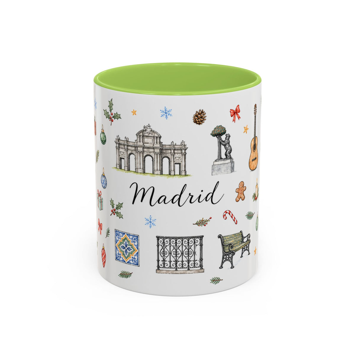 Madrid Christmas Mug | Watercolor City Souvenir, Travel Memories, Ceramic Coffee Cup