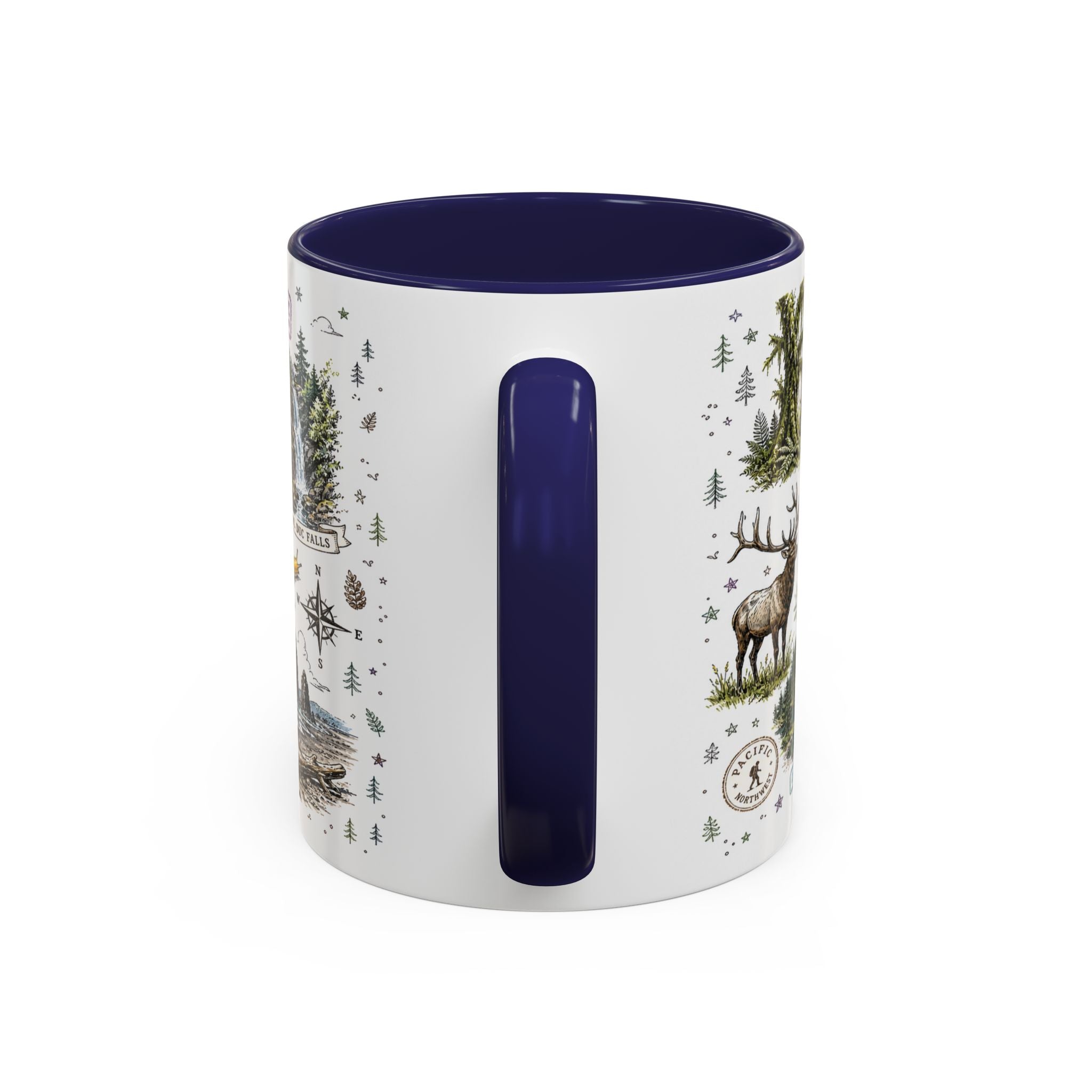 Olympic Coffee Mug | National Park Hiking Rainforest Gift | Accent Color Ceramic 11oz 15oz