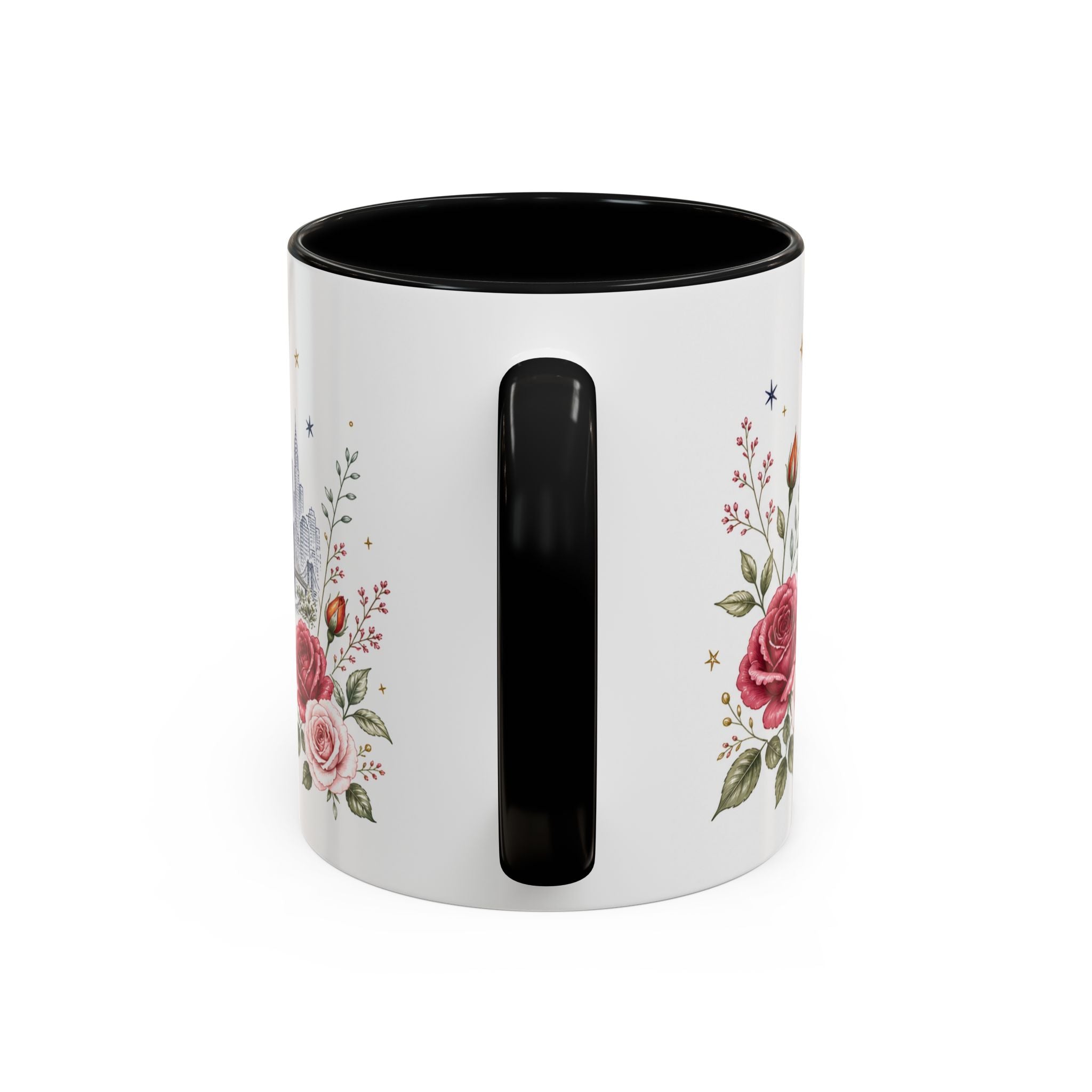 New York State Map Mug | Botanical Rose Accents, Long Distance Friendship Gift