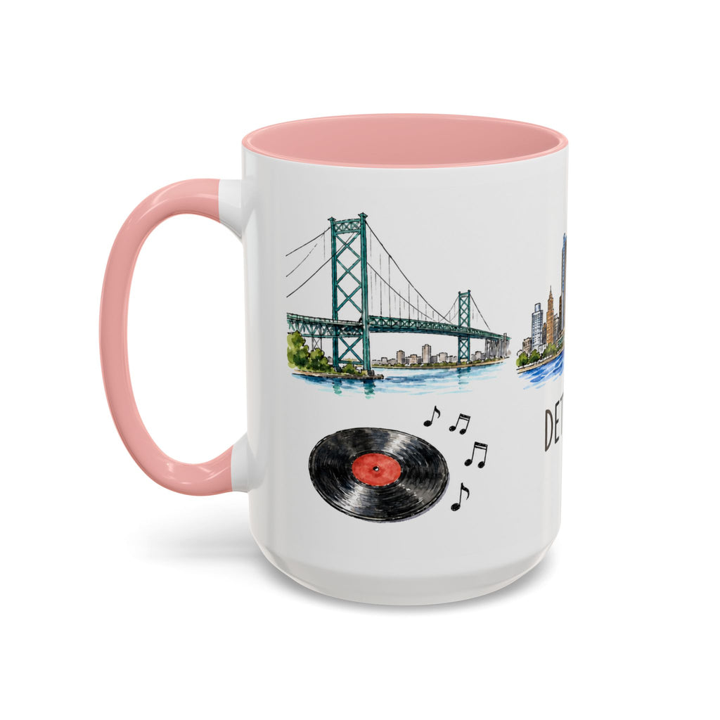Detroit Illustrated Travel Mug | City Souvenir Accent Coffee Mug | 11oz 15oz Ceramic Cup