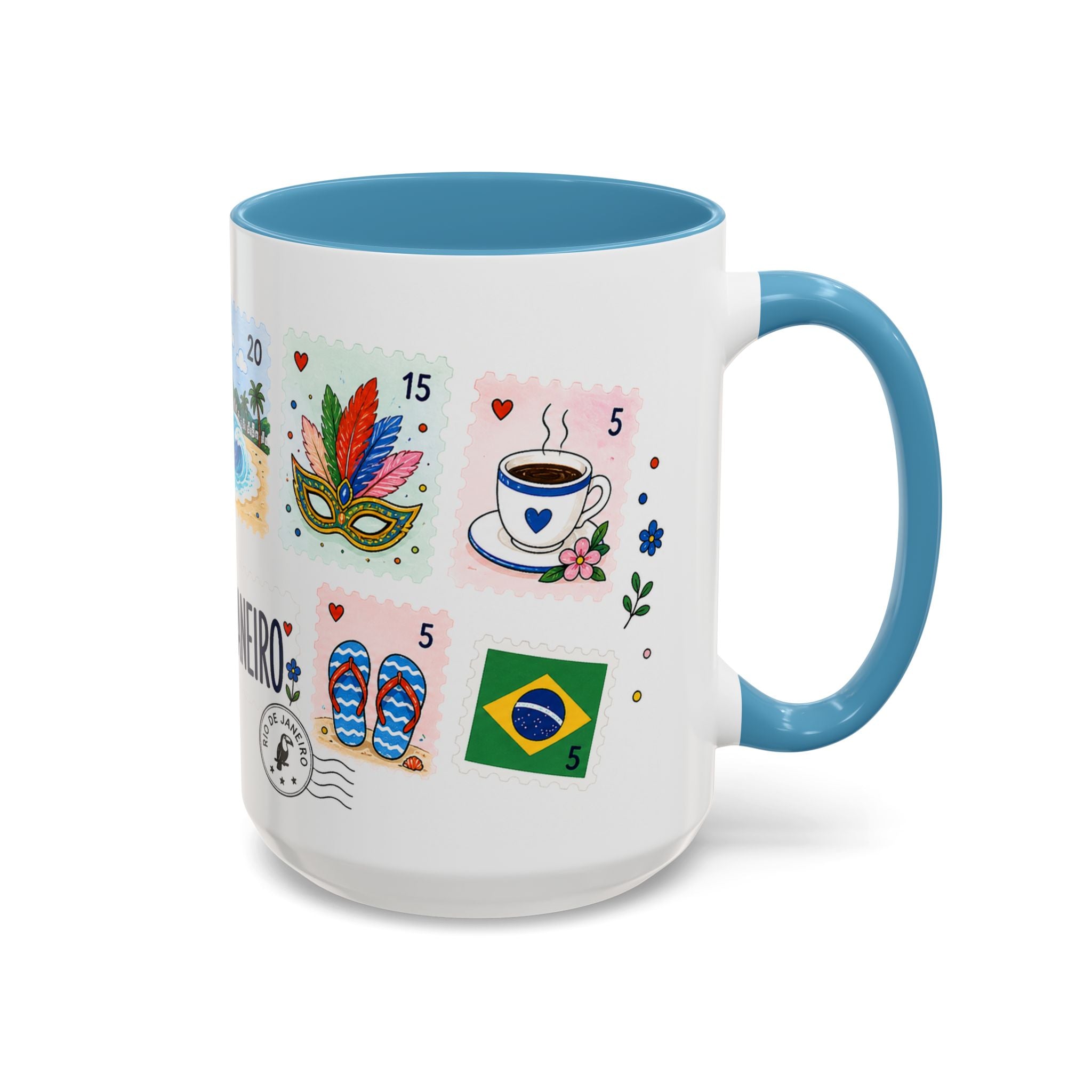 Rio de Janeiro Coffee Mug | Postage Stamp Collage Mug | Travel Souvenir Accent Cup 11oz 15oz