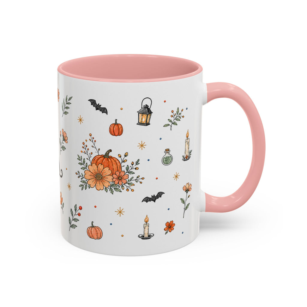 Black Cat Halloween Mug | Pumpkin Moon Watercolor Gift | Spooky Accent Cup 11oz 15oz