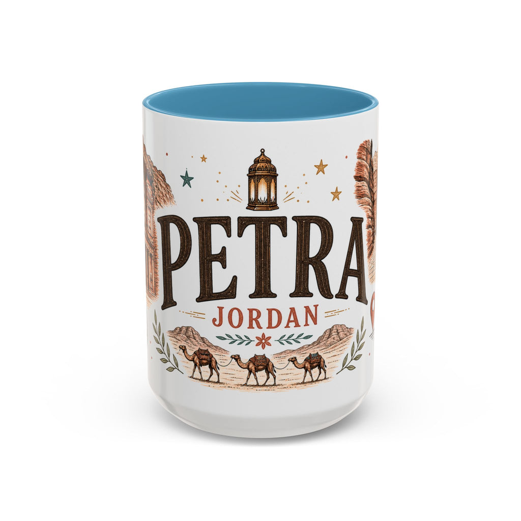 Petra Coffee Mug | Travel Destination Souvenir Gift | Accent Color Ceramic 11oz 15oz