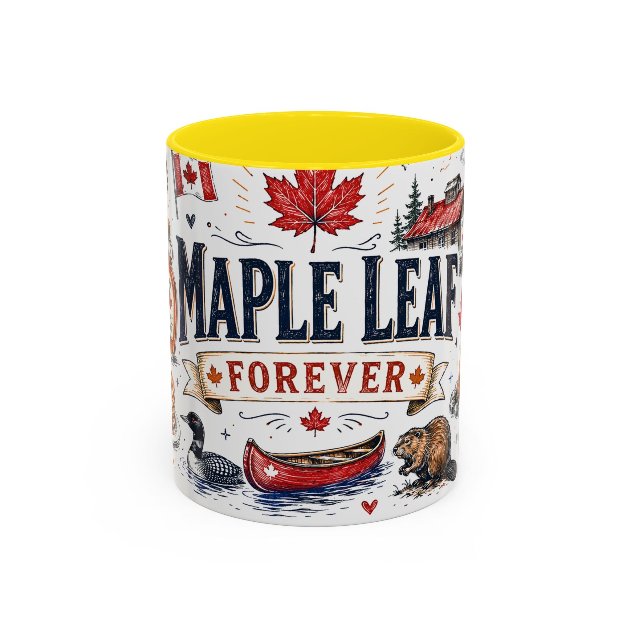 Maple Leaf Forever Coffee Mug | Canadian Pride Gift | Accent Color Ceramic 11oz 15oz