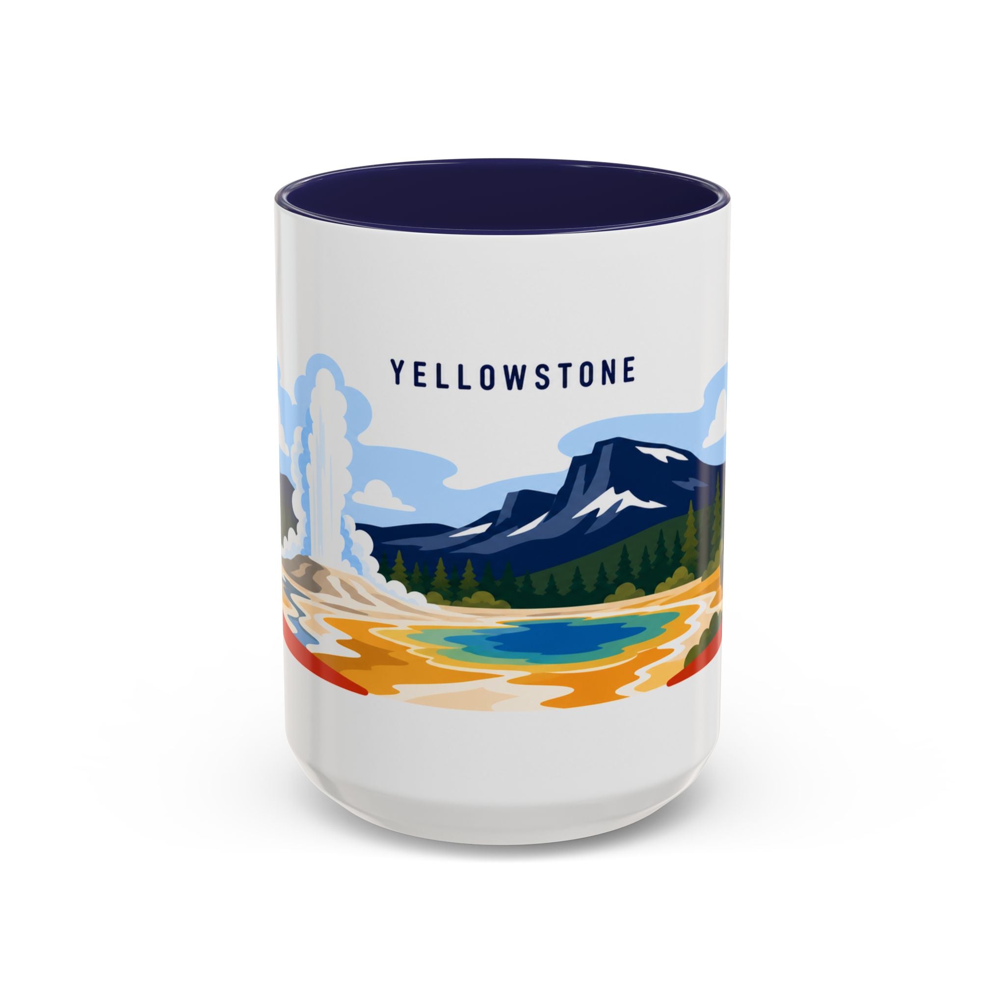 Yellowstone Coffee Mug | Travel Destination Souvenir Gift | Accent Color Ceramic 11oz 15oz