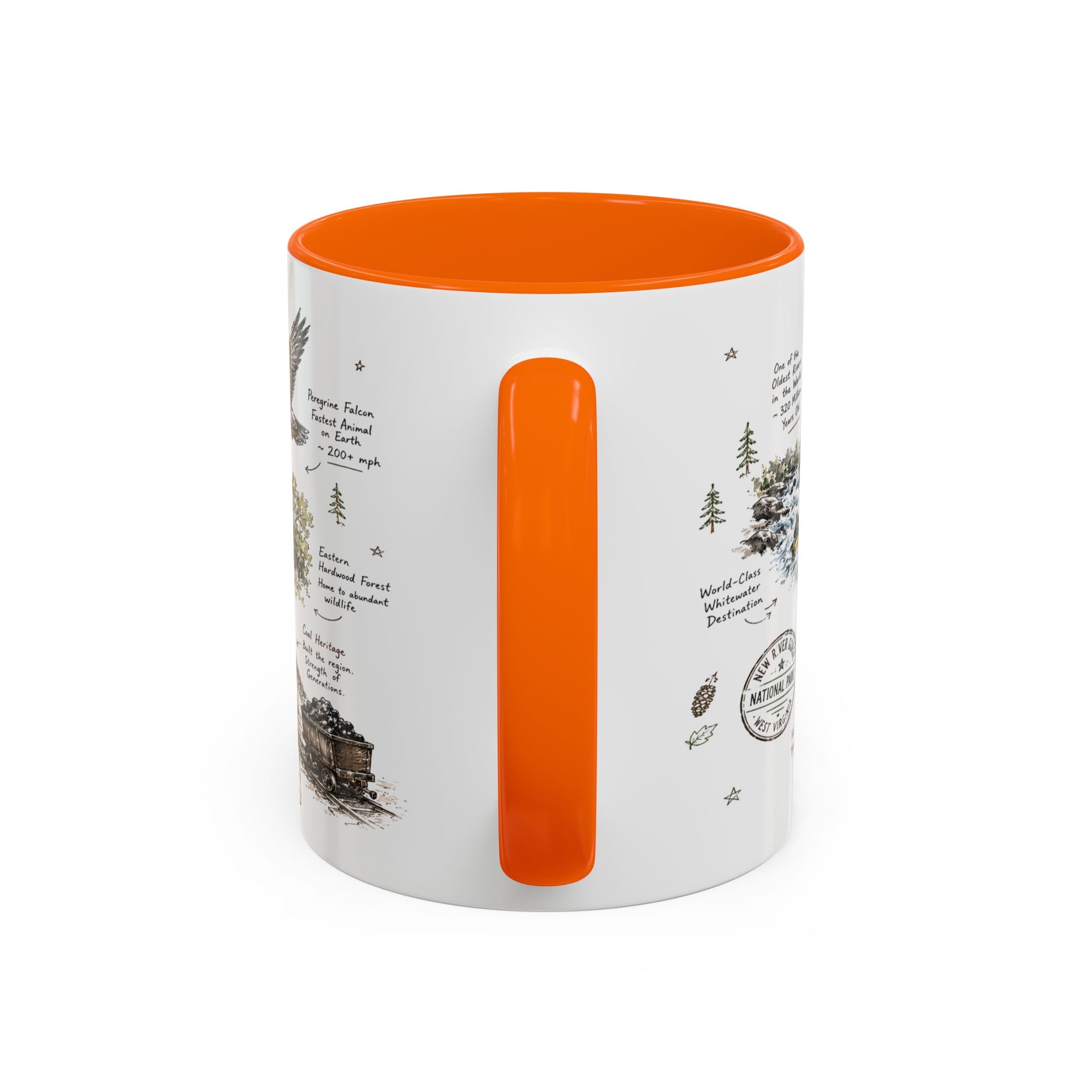 New River Gorge National Park Coffee Mug | West Virginia River Canyon Climbing Gift | Accent Color Ceramic 11oz 15oz