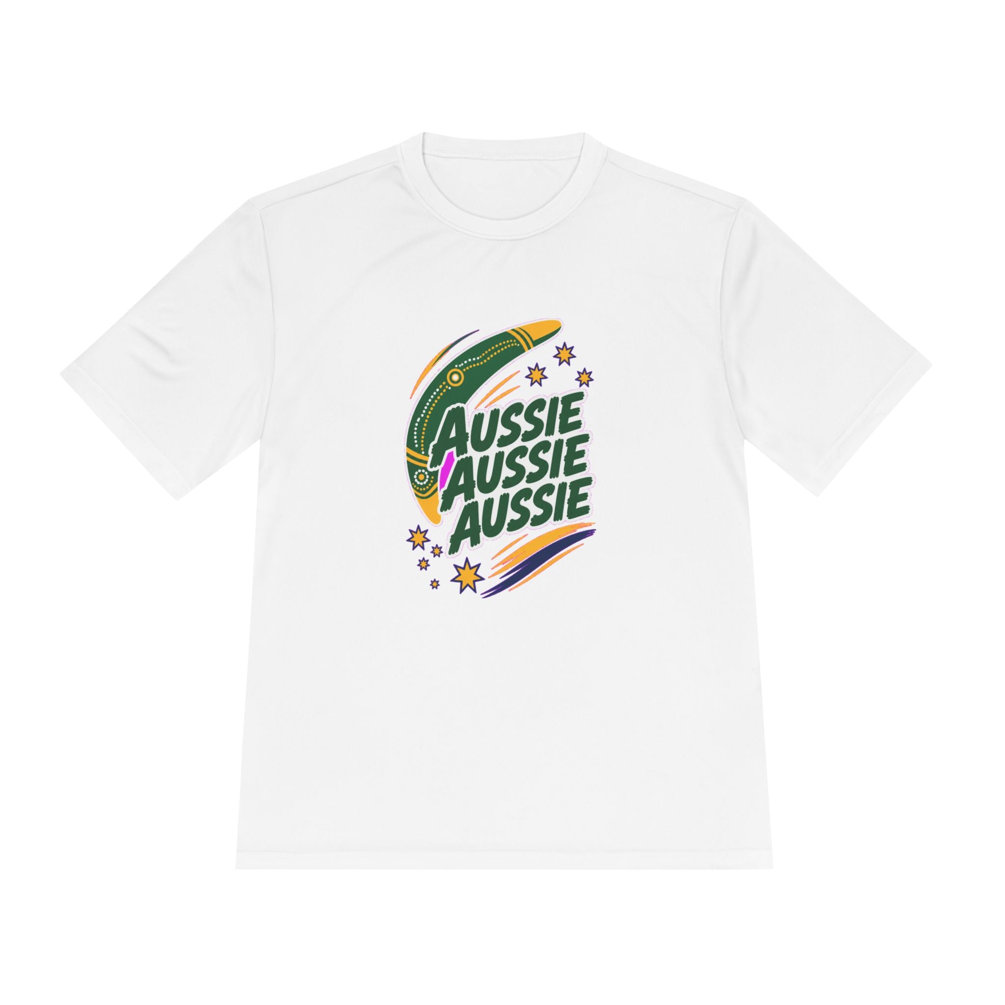 Australia Fan T-Shirt, Aussie Boomerang Design, Moisture Wicking Sport Tee