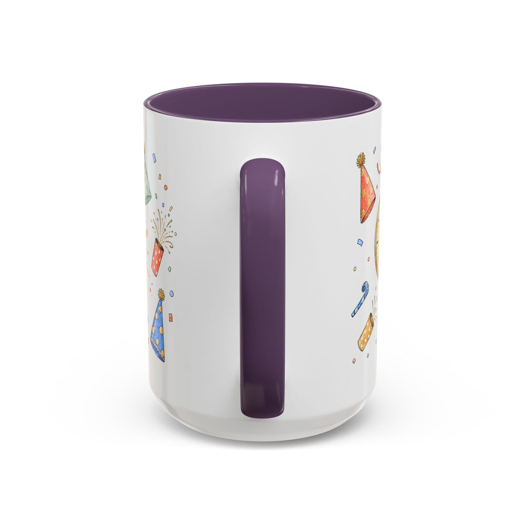 New Year Mug | Midnight Clock Toast Watercolor Celebration Gift | Accent Cup 11oz 15oz