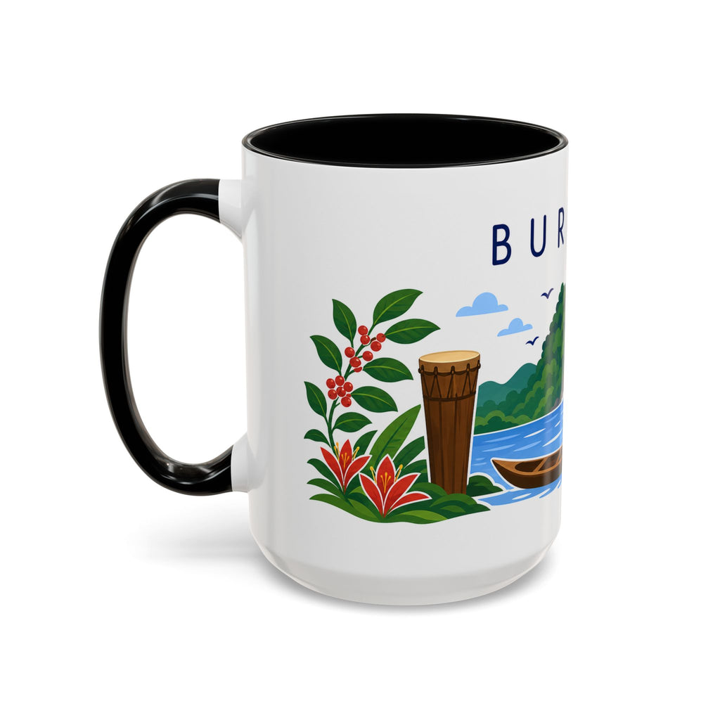 Burundi Coffee Mug | Travel Souvenir Accent Mug | Country Gift Ceramic Cup 11oz 15oz