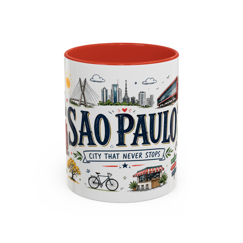 Sao Paulo Coffee Mug | Brazil Souvenir Travel Gift | Accent Color Ceramic 11oz 15oz