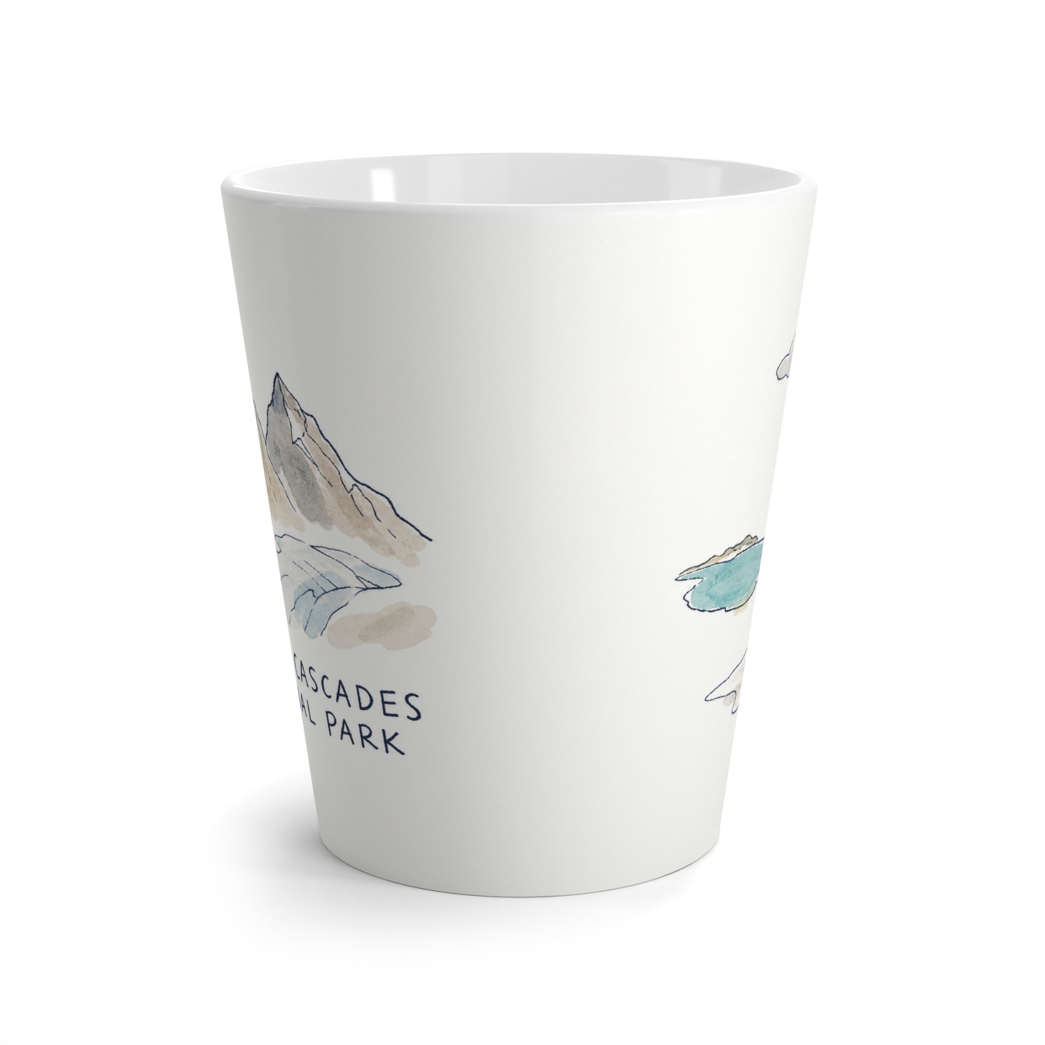 North Cascades National Park Latte Mug | Pastel Watercolor Nature Coffee Cup | 12 oz Travel Souvenir Gift