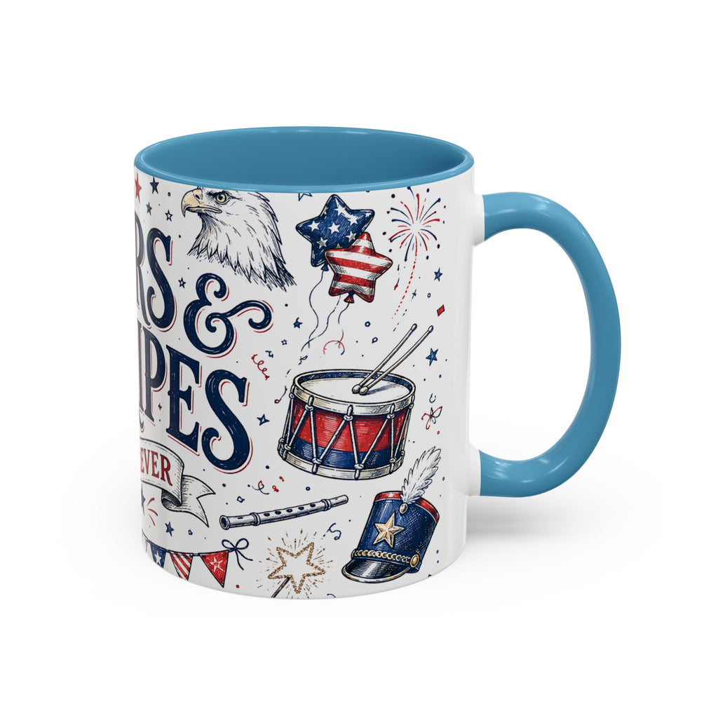 Stars and Stripes Forever Coffee Mug | Patriotic 4th of July Gift | Accent Color Ceramic 11oz 15oz