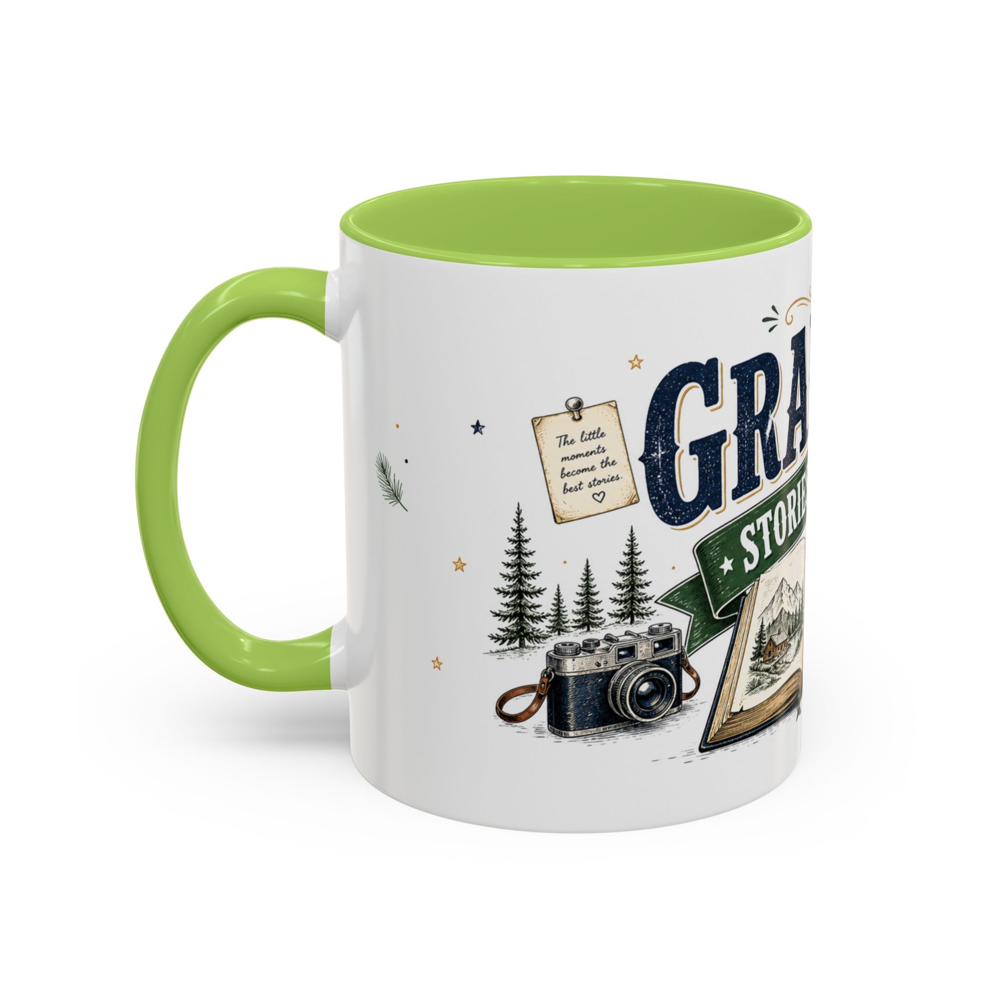 Grandpa's Stories Are The Best Coffee Mug | Gift From Grandkids | Accent Color Ceramic 11oz 15oz